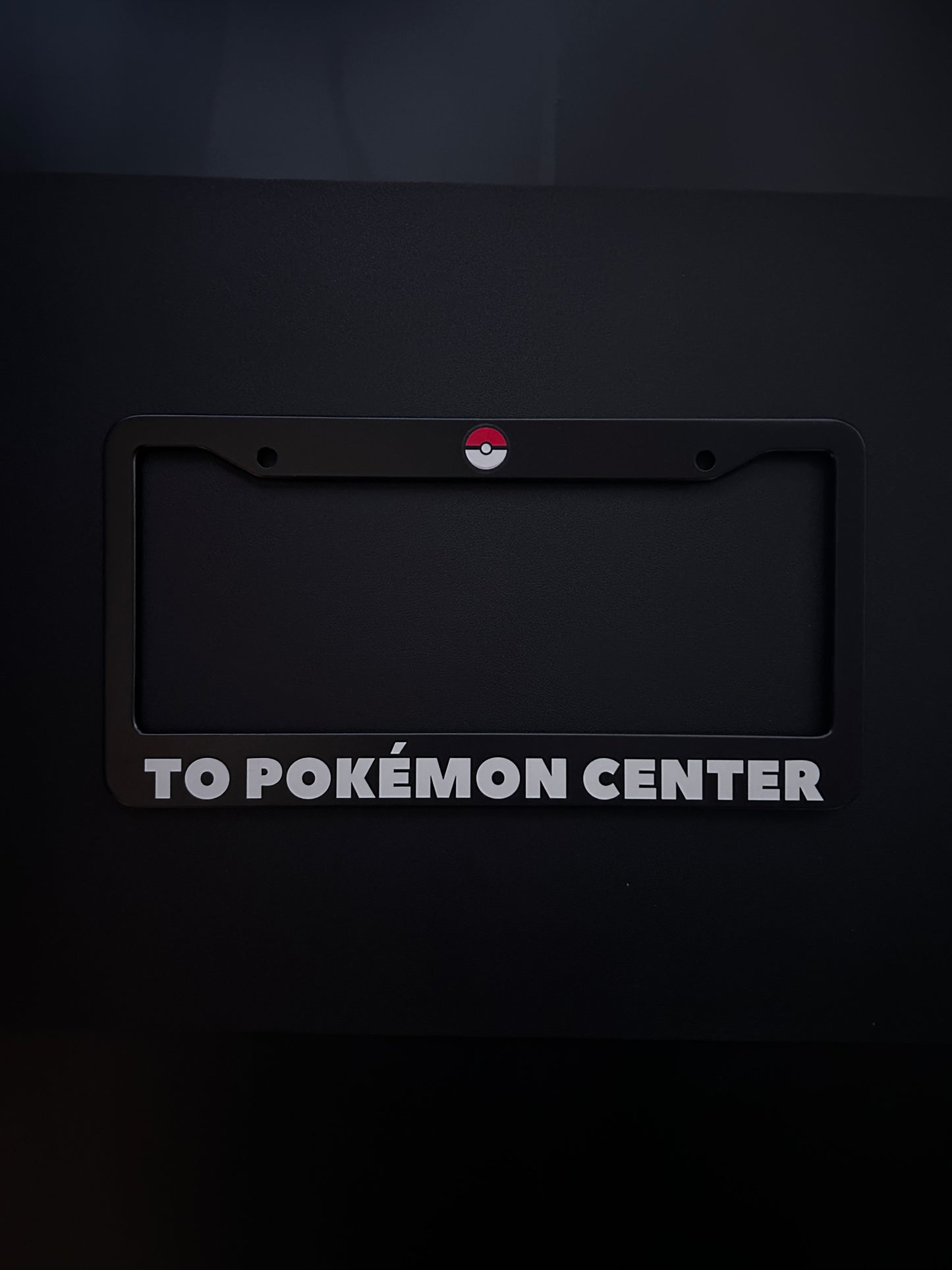 To Pokémon Center Black Stainless Steel License Plate Frame