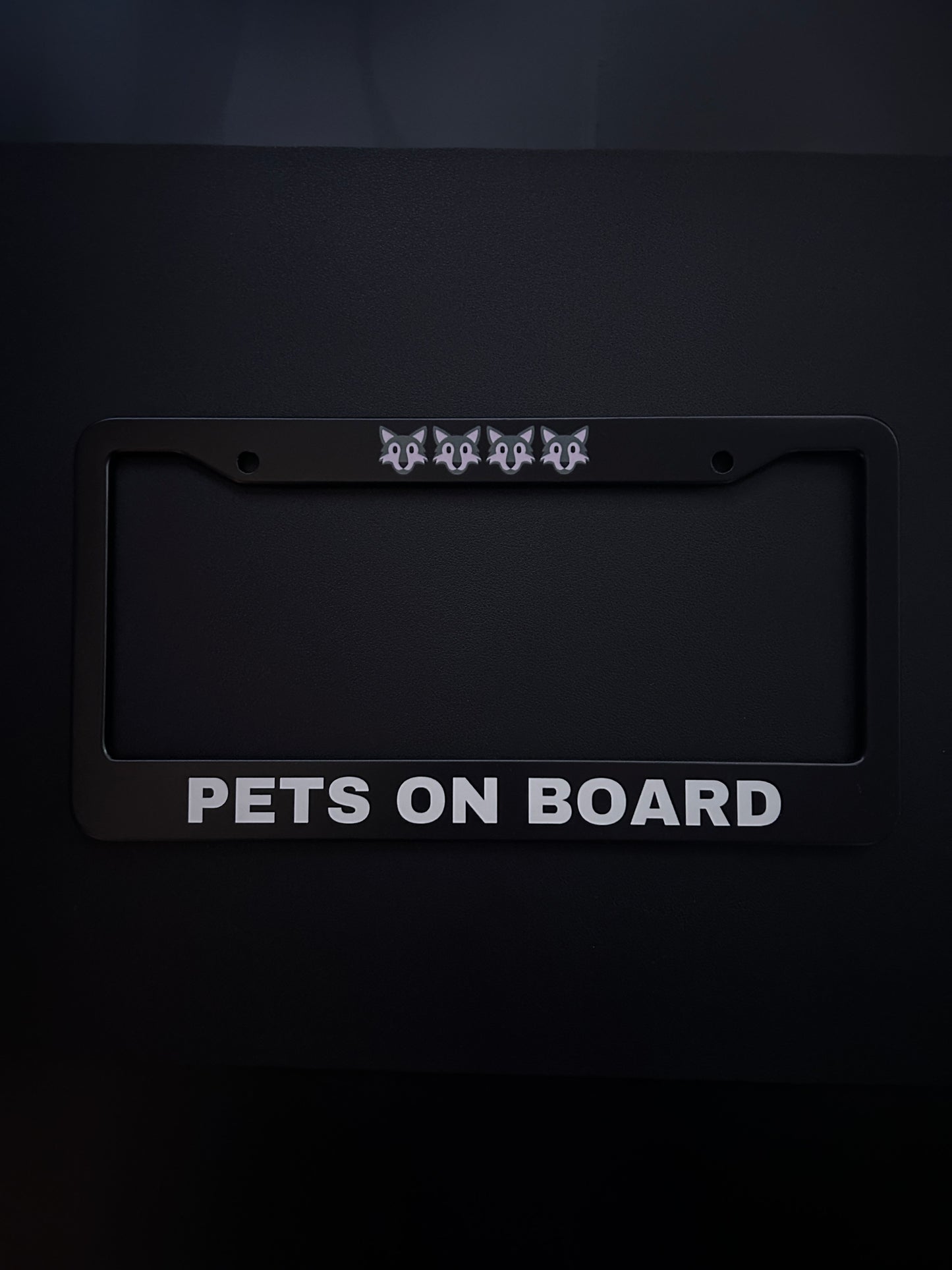 Pets On Board Black Stainless Steel License Plate Frame
