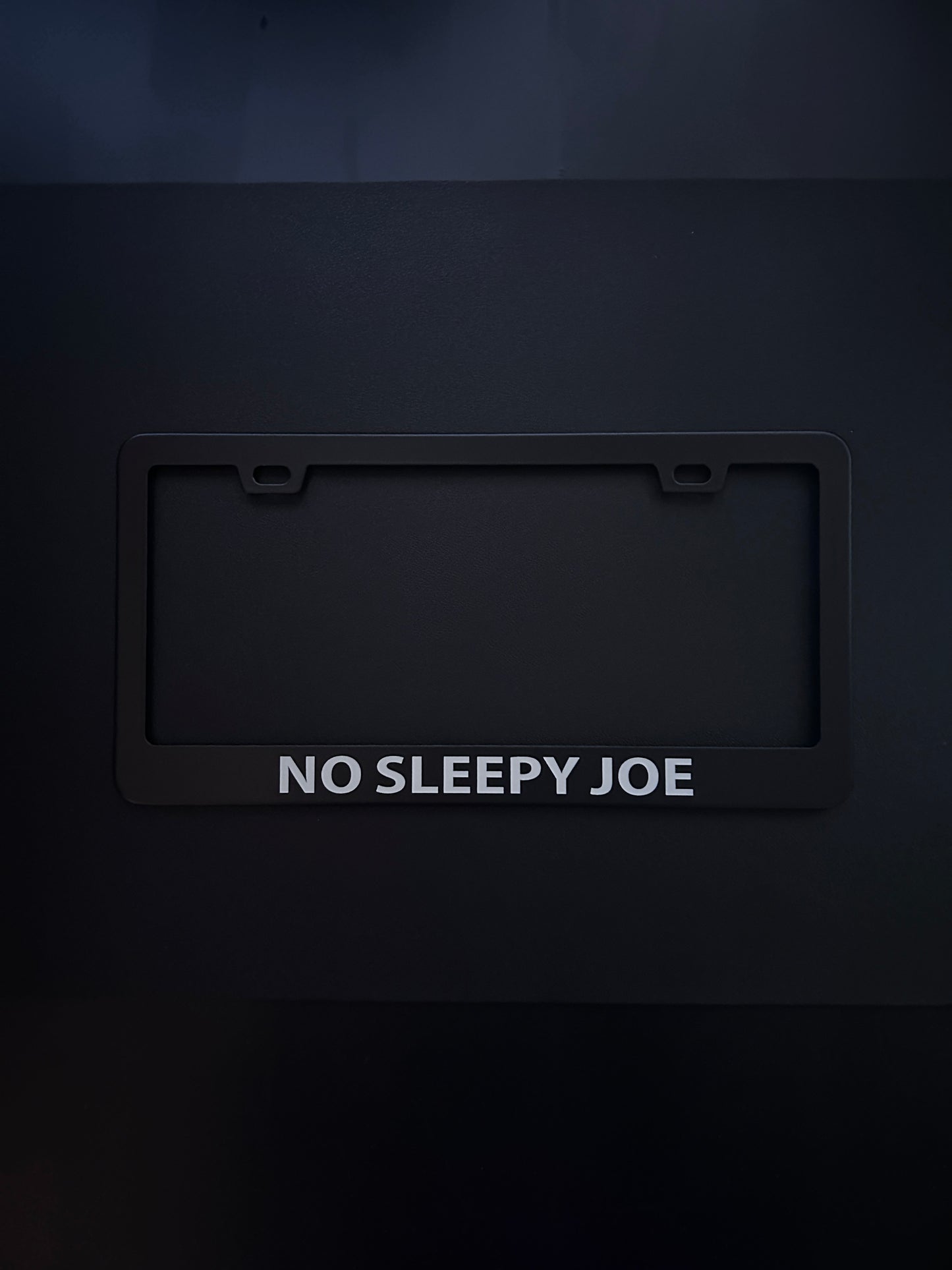 No Sleepy Joe Black Stainless Steel License Plate Frame