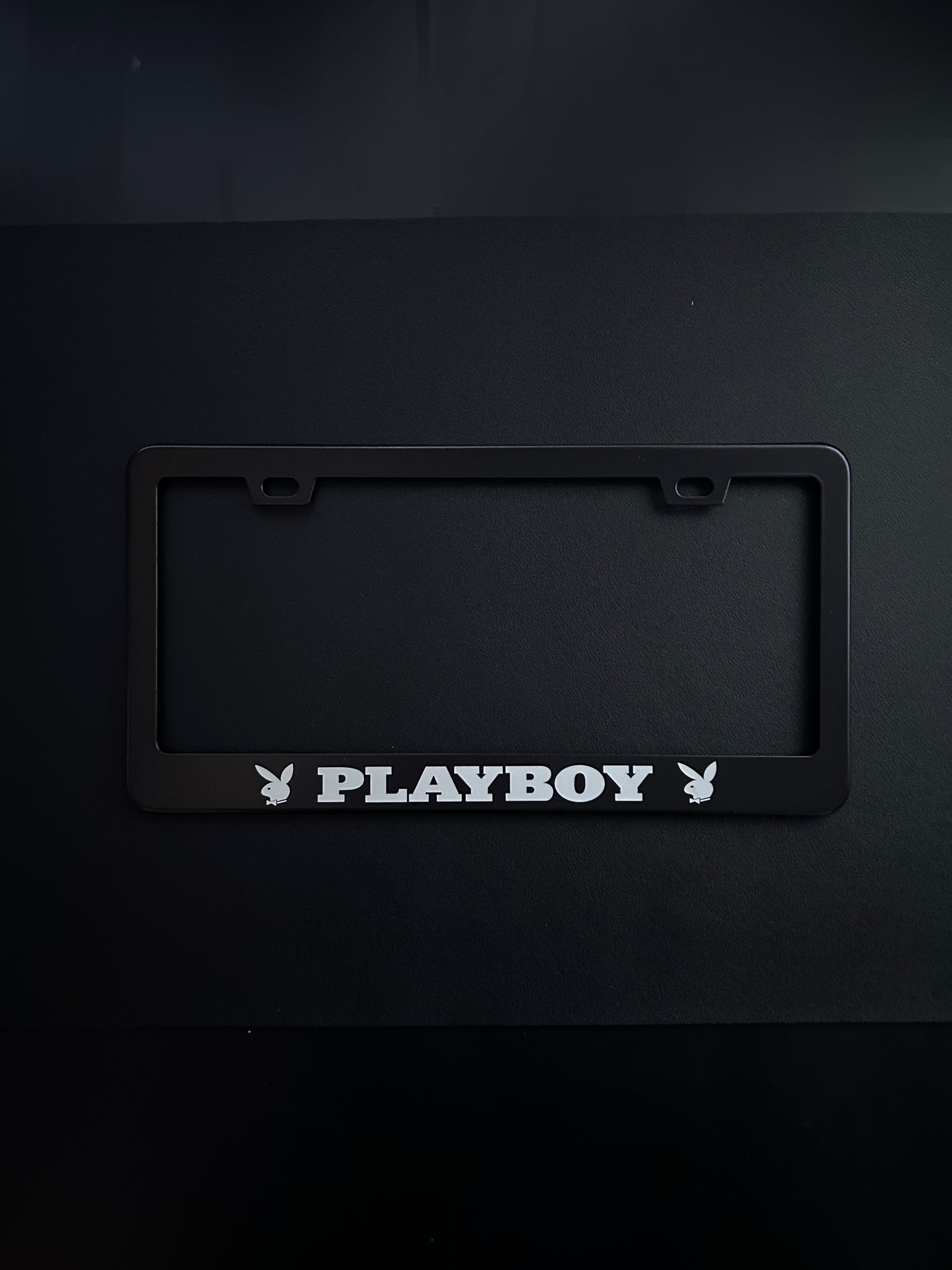 Playboy Black Stainless Steel License Plate Frame