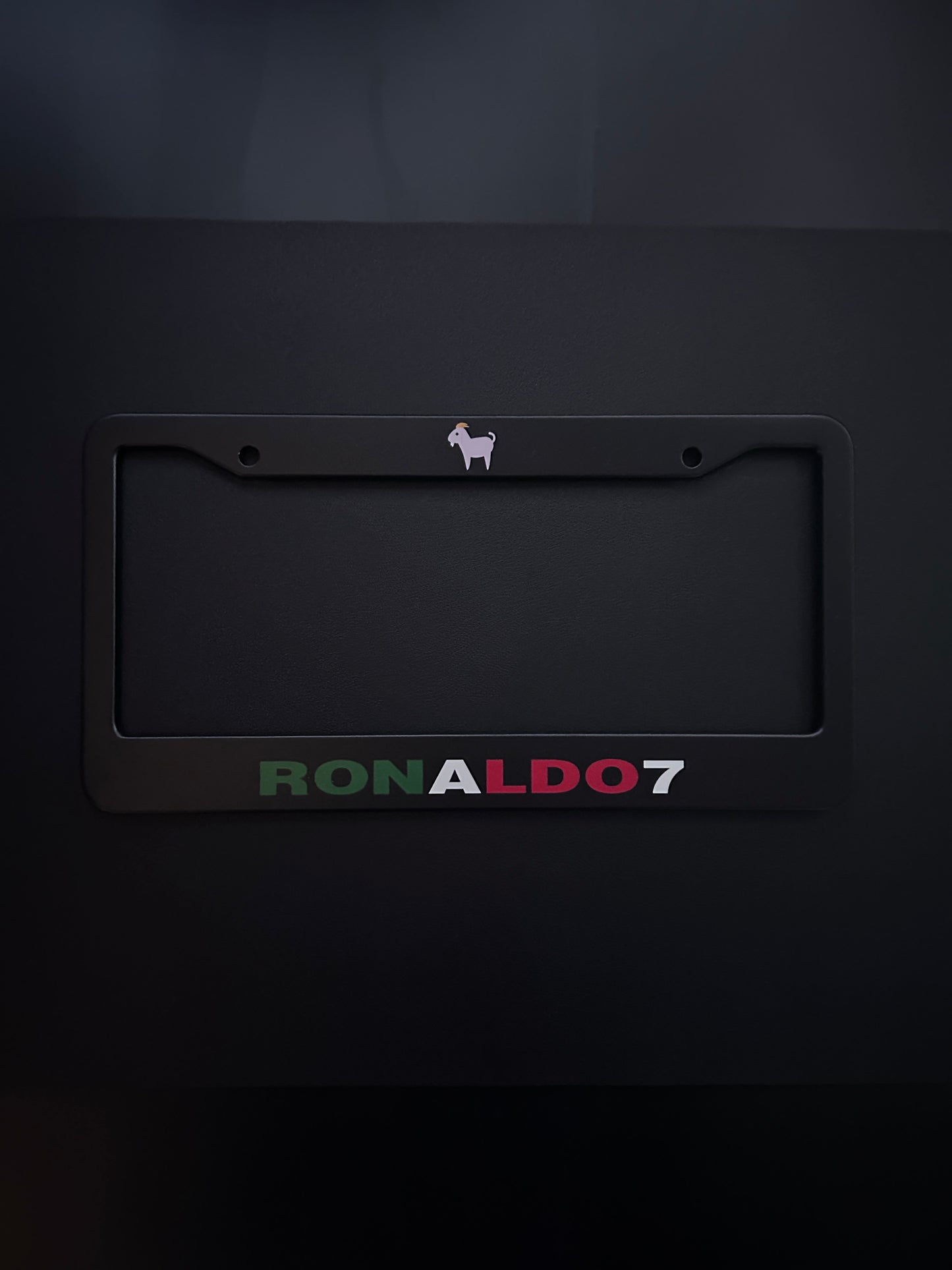 Ronaldo7 Black Stainless Steel License Plate Frame