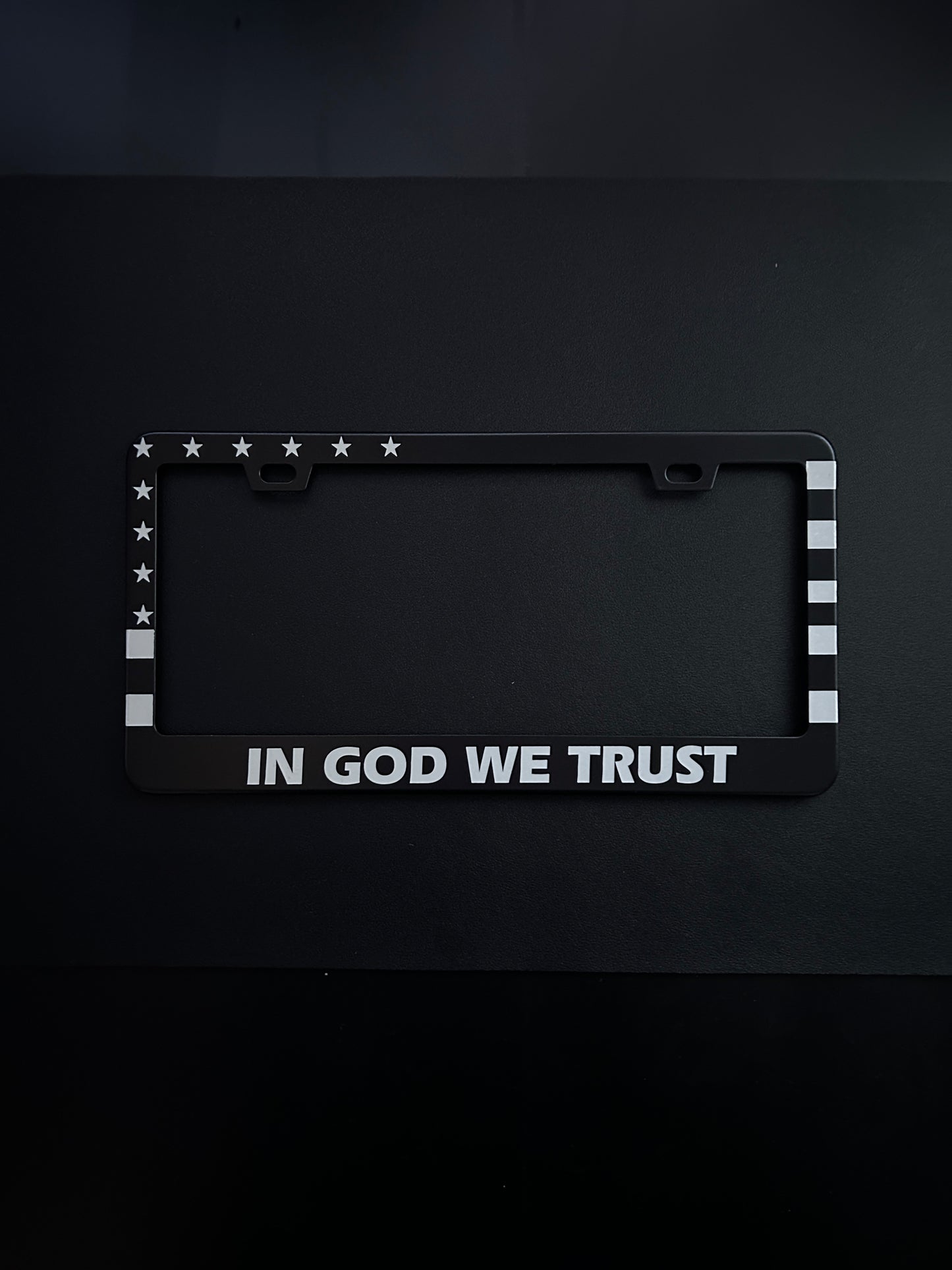 In God We Trust Black Stainless Steel License Plate Frame
