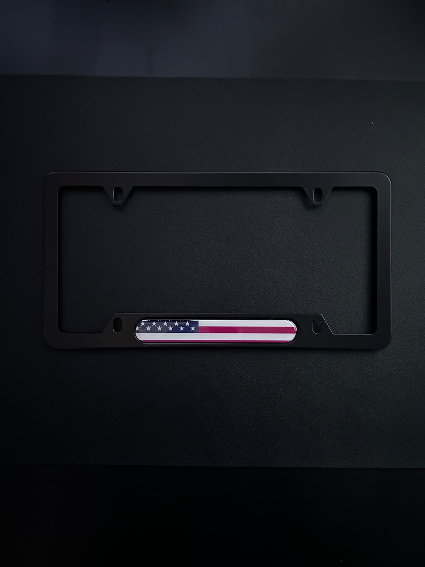 American Flag Black Stainless Steel License Plate Frame