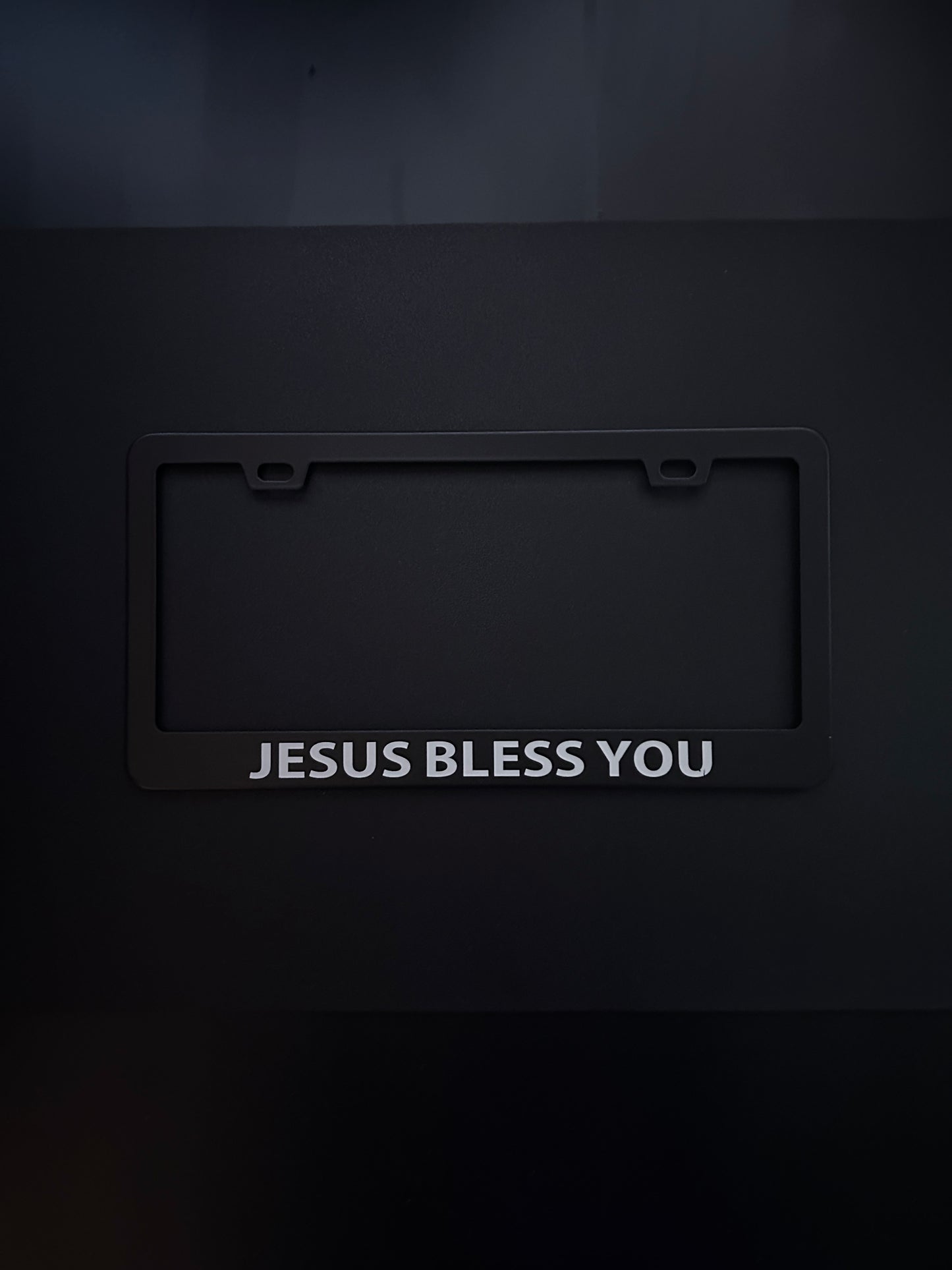 Jesus Bless You Black Stainless Steel License Plate Frame