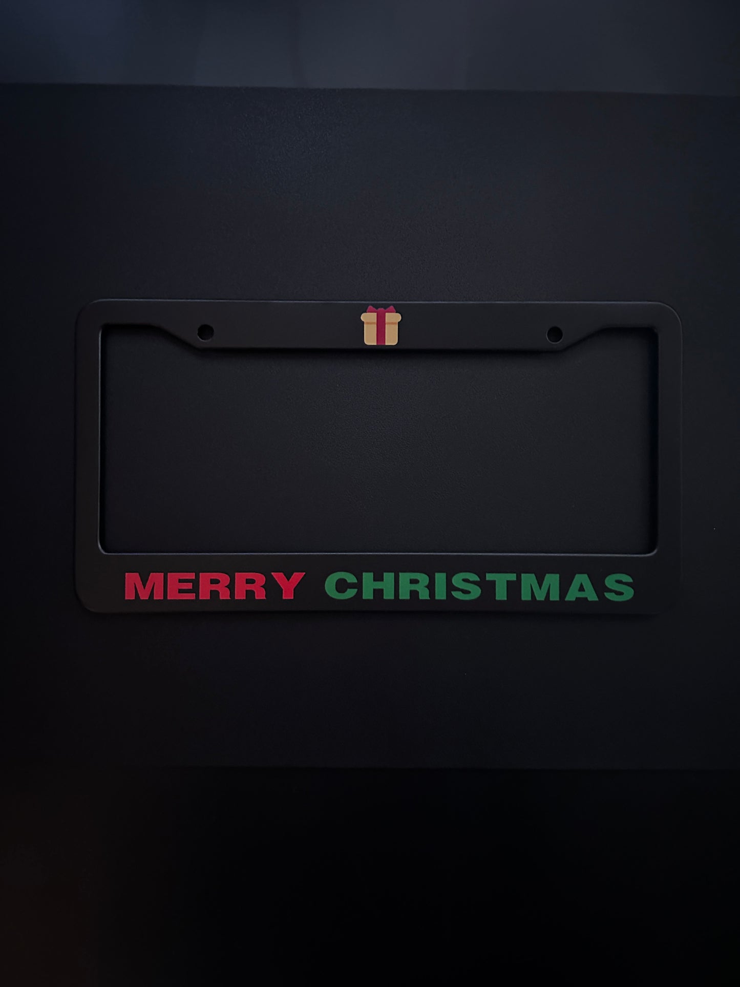 Merry Christmas Black Stainless Steel License Plate Frame