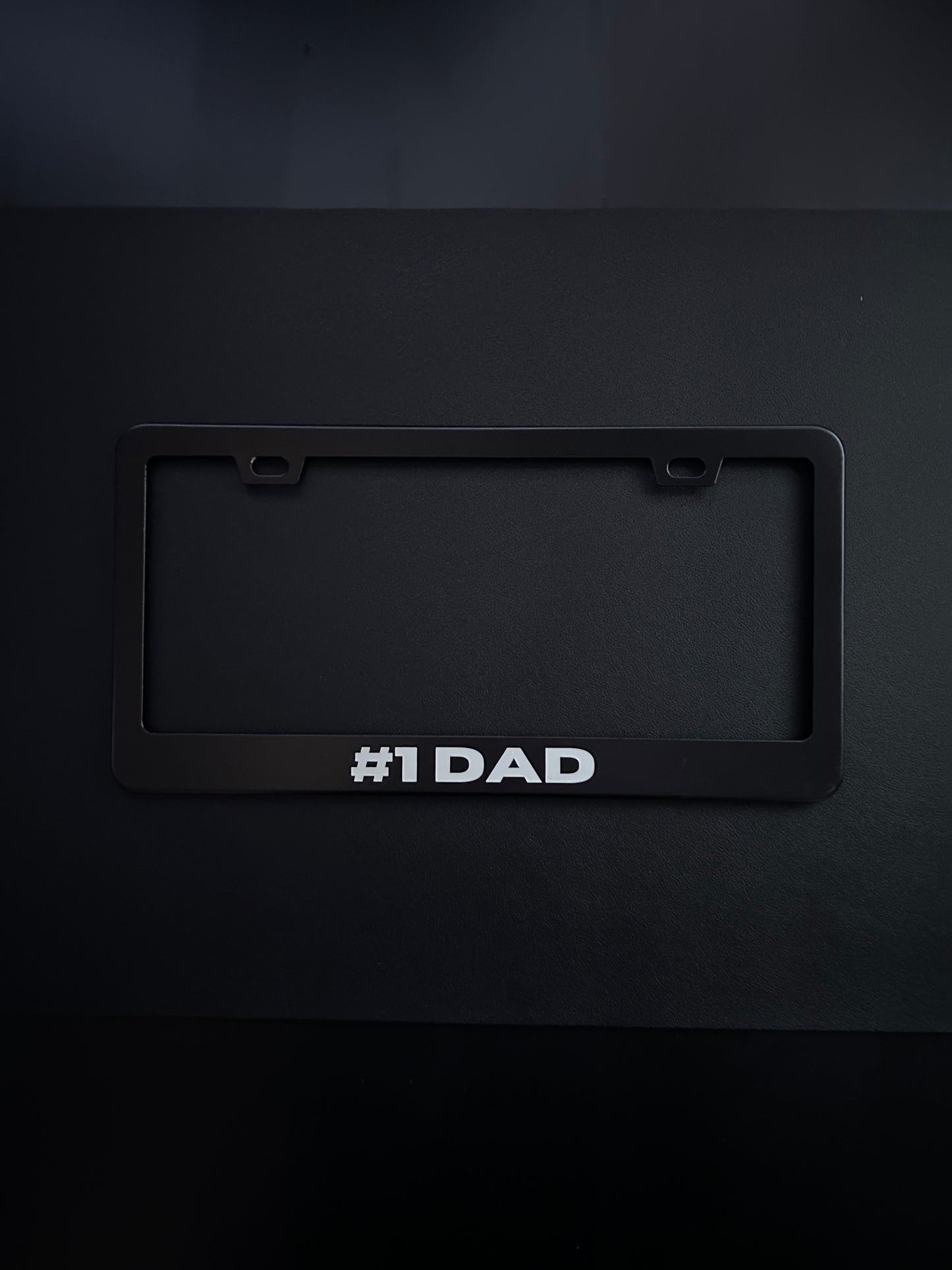 #1 Dad Black Stainless Steel License Plate Frame