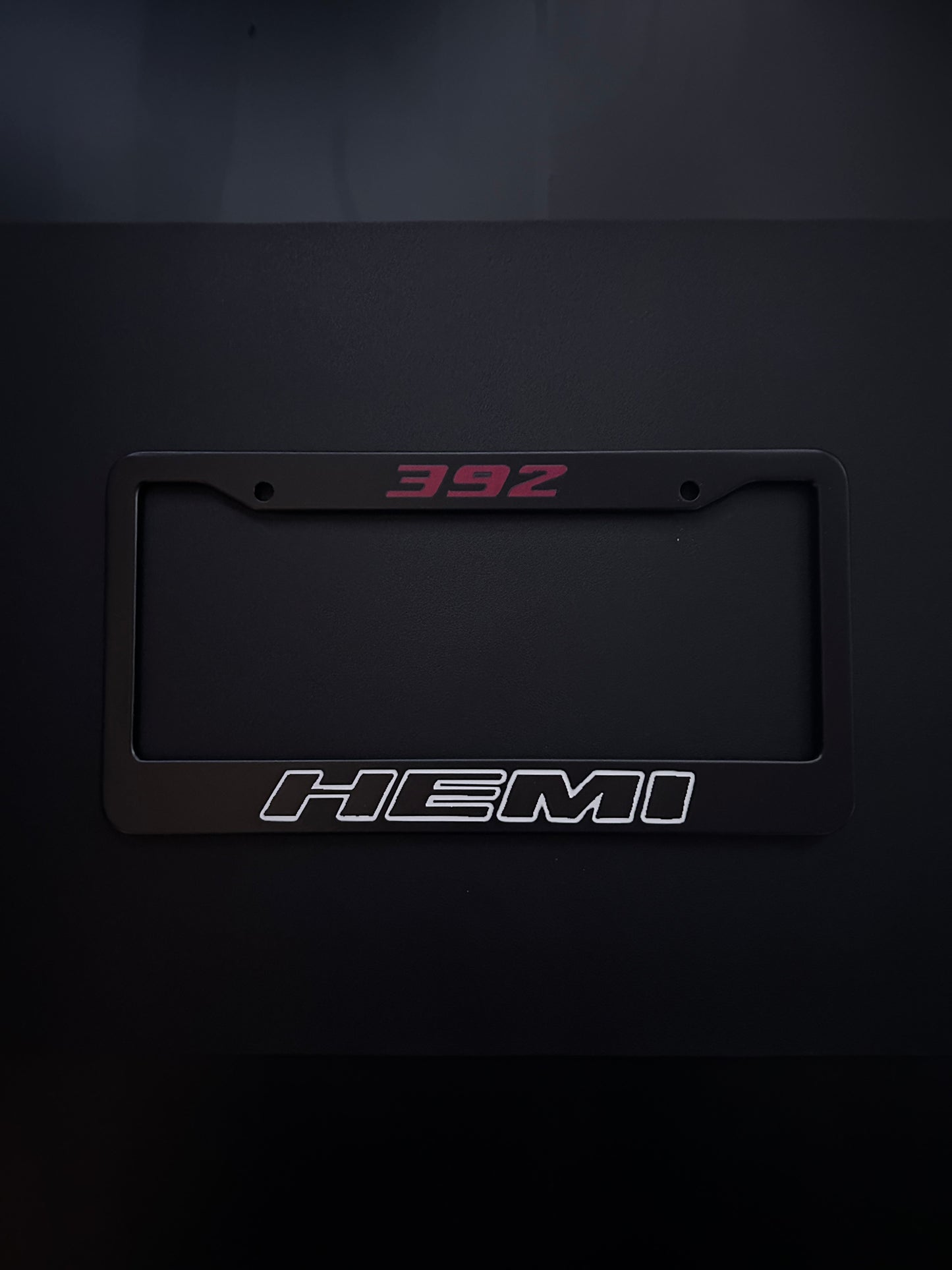 392 Hemi Black Stainless Steel License Plate Frame