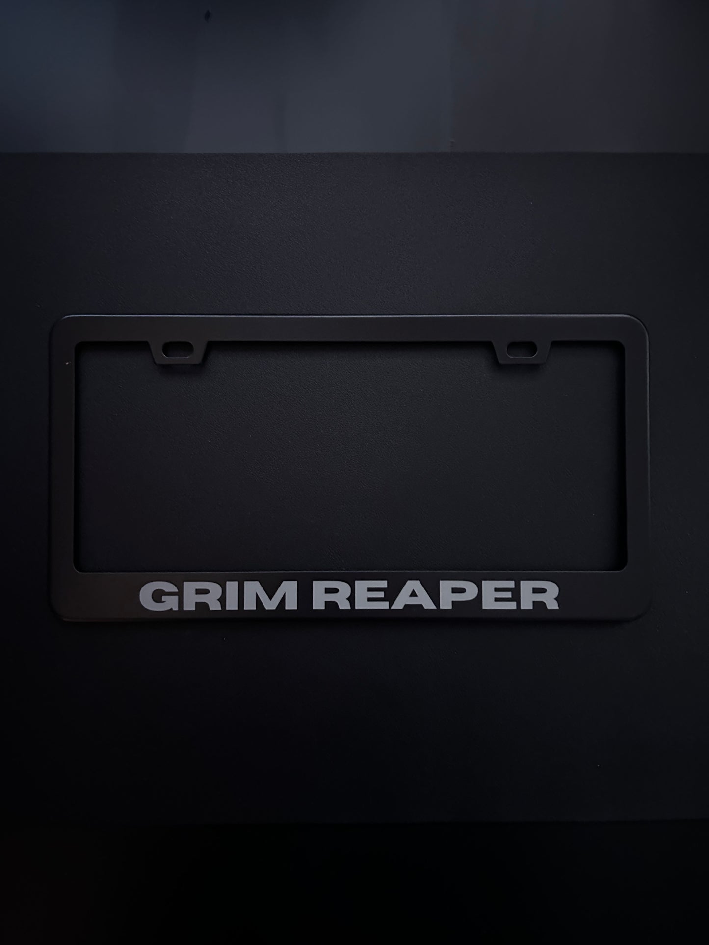 Grim Reaper Black Stainless Steel License Plate Frame