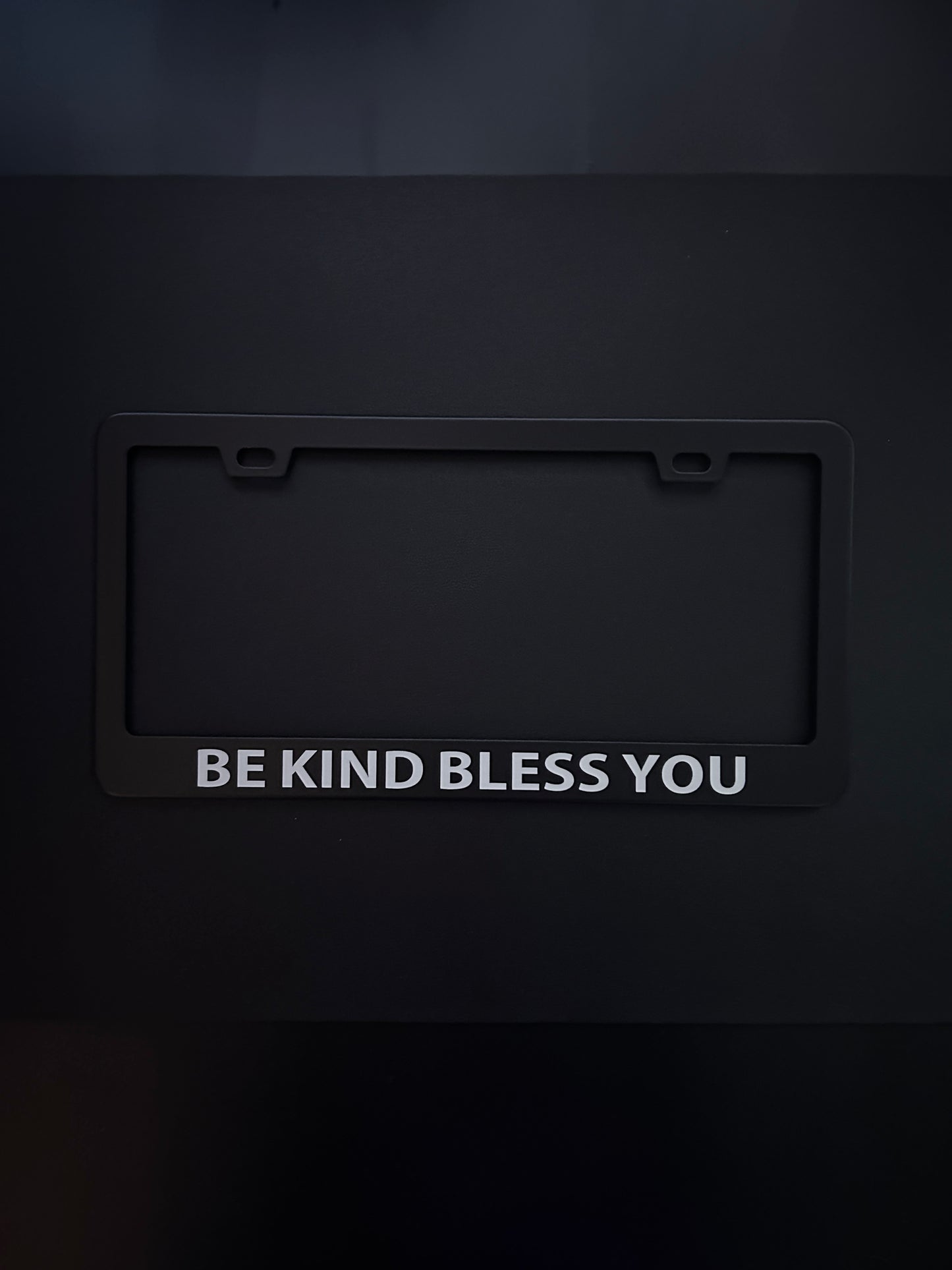 Be Kind Bless You Black Stainless Steel License Plate Frame