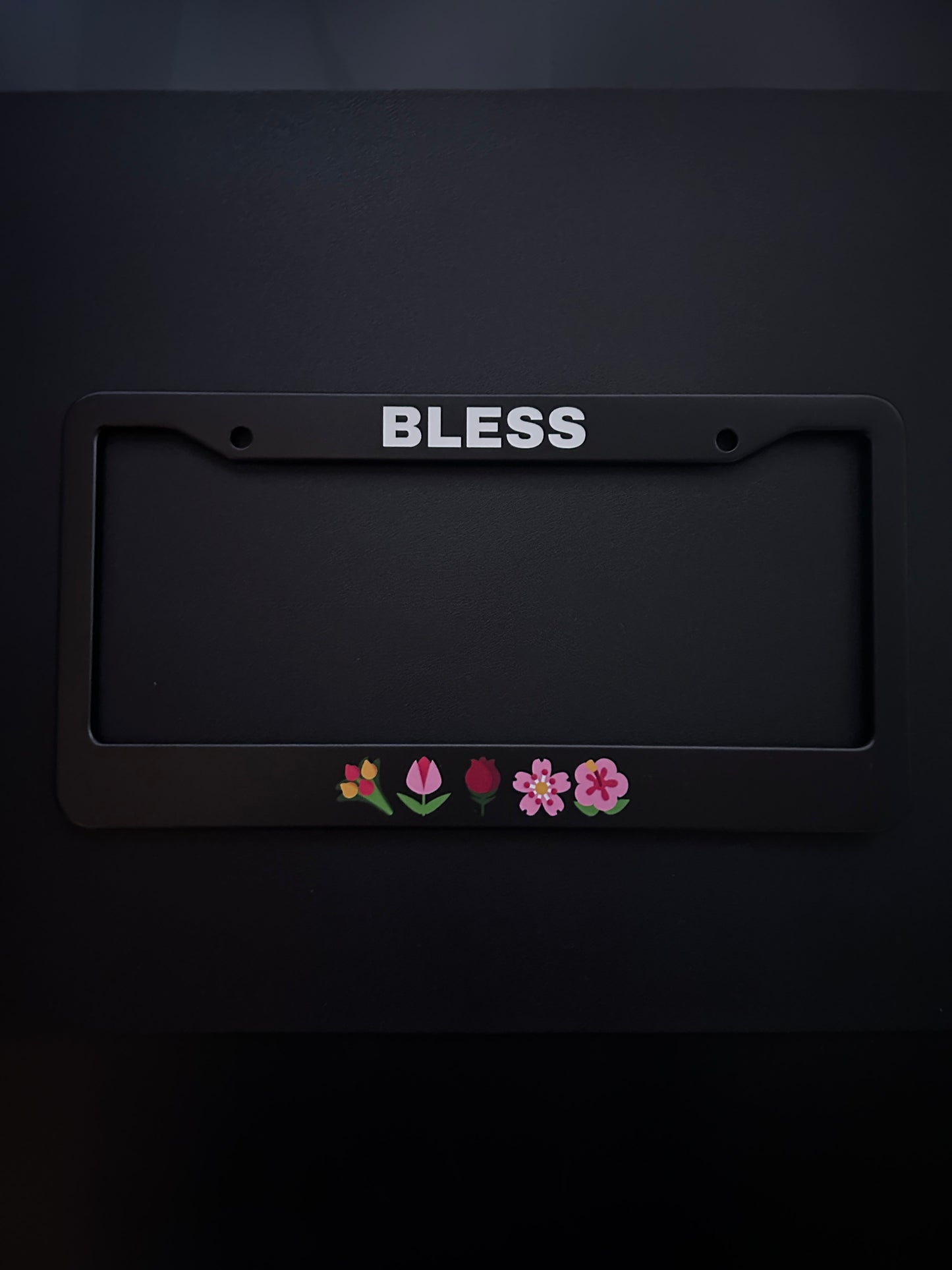Bless Black Stainless Steel License Plate Frame