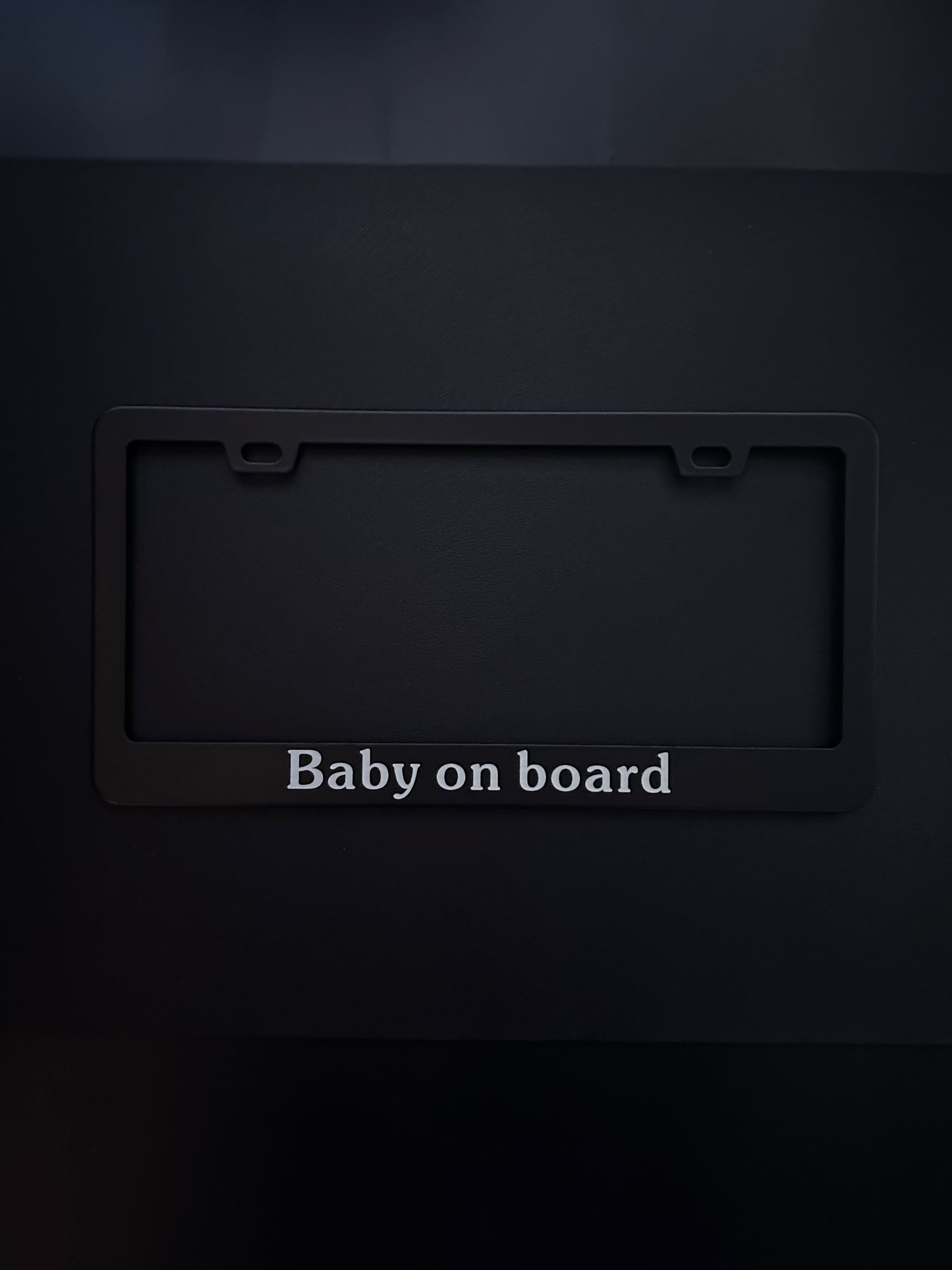 Baby on Board Black Stainless Steel License Plate Frame