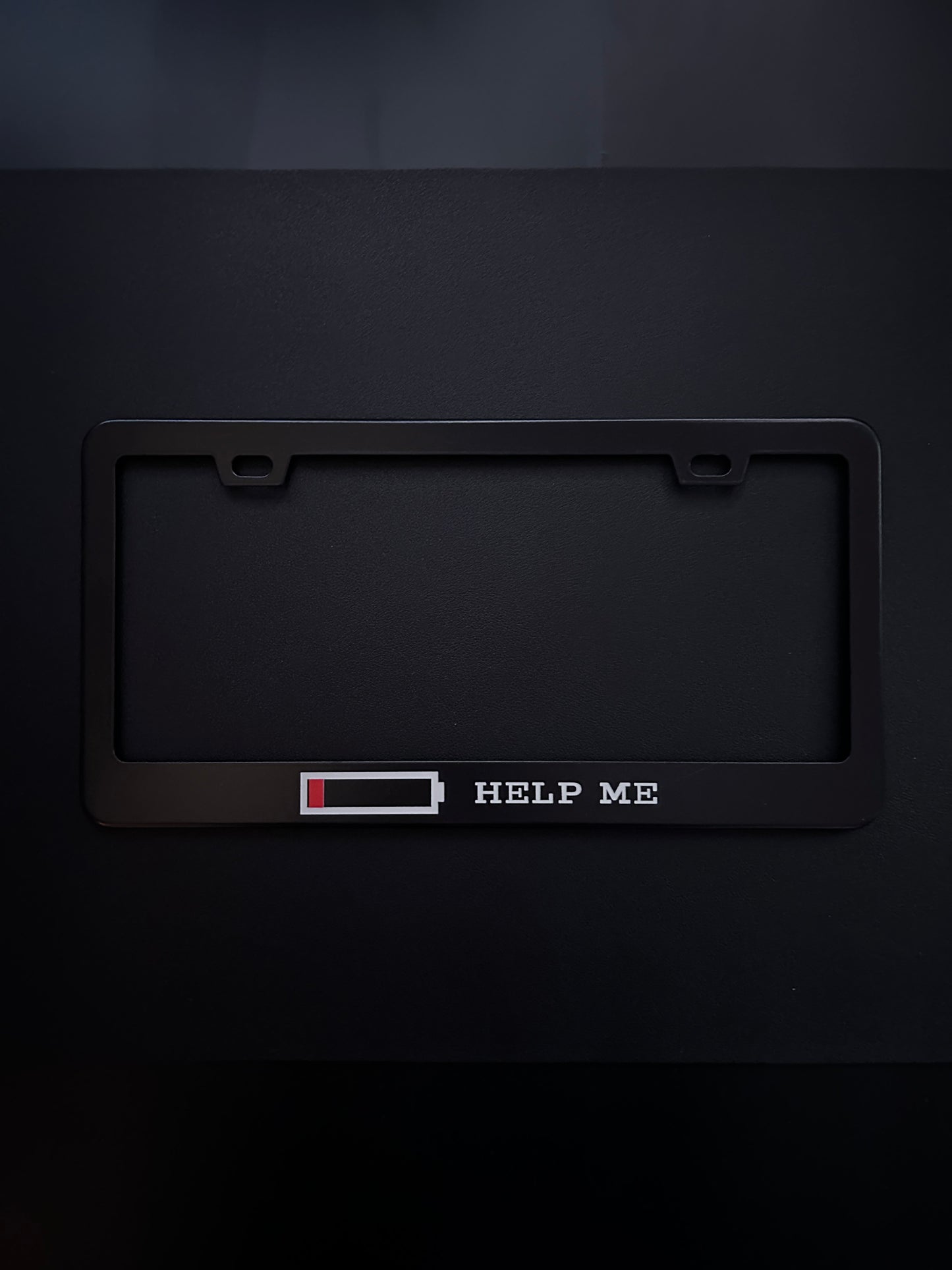 Help Me Black Stainless Steel License Plate Frame