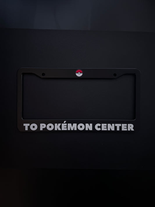 To Pokémon Center Black Stainless Steel License Plate Frame