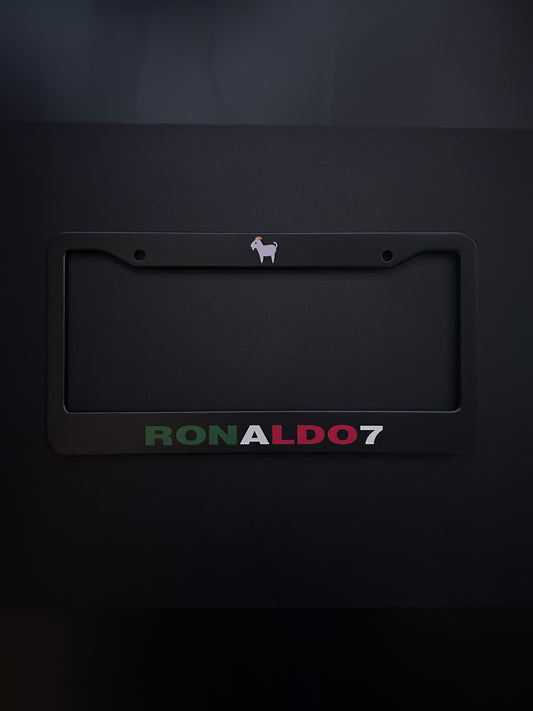 Ronaldo7 Black Stainless Steel License Plate Frame