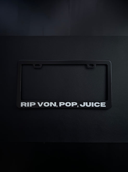 Rip Von, Pop, Juice Black Stainless Steel License Plate Frame