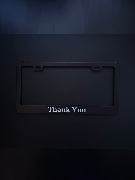 Thank You Black Stainless Steel License Plate Frame