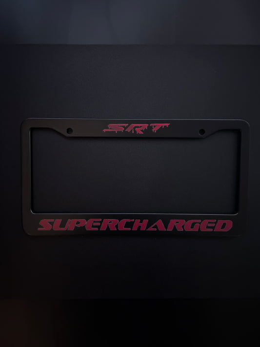Srt Supercharged Black Stainless Steel License Plate Frame