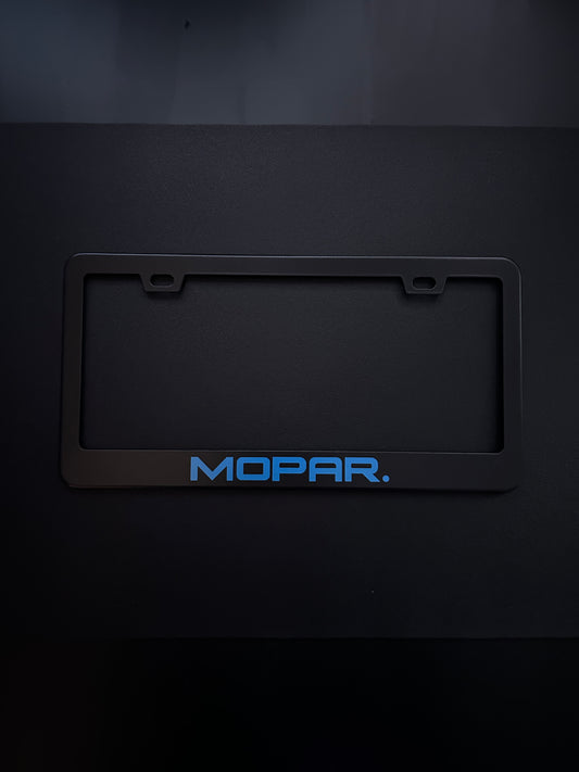 Mopar. Black Stainless Steel License Plate Frame