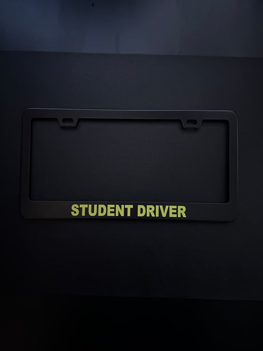 Student Driver Black Stainless Steel License Plate Frame