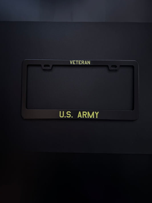 Veteran U.S. Army Black Stainless Steel License Plate Frame