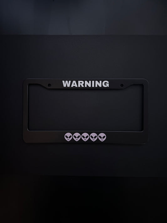 Warning Black Stainless Steel License Plate Frame