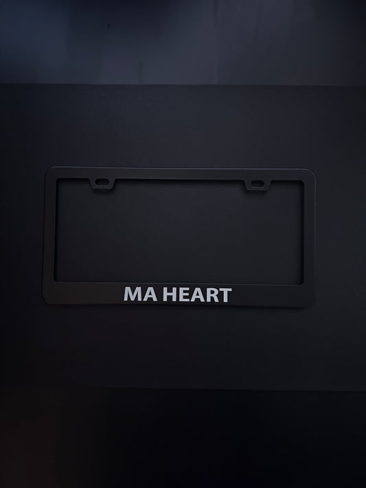 Ma Heart Black Stainless Steel License Plate Frame