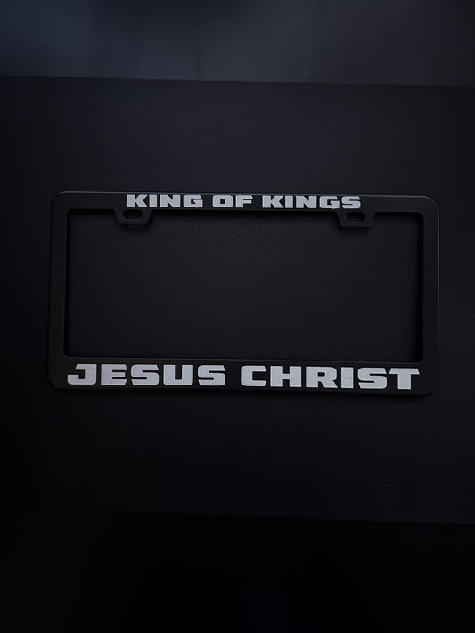 King Of Kings Jesus Christ Black Stainless Steel License Plate Frame