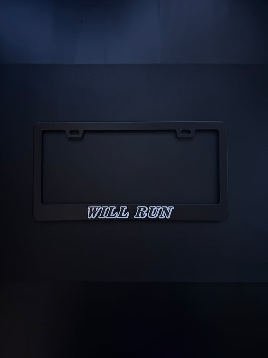 Will Run Black Stainless Steel License Plate Frame